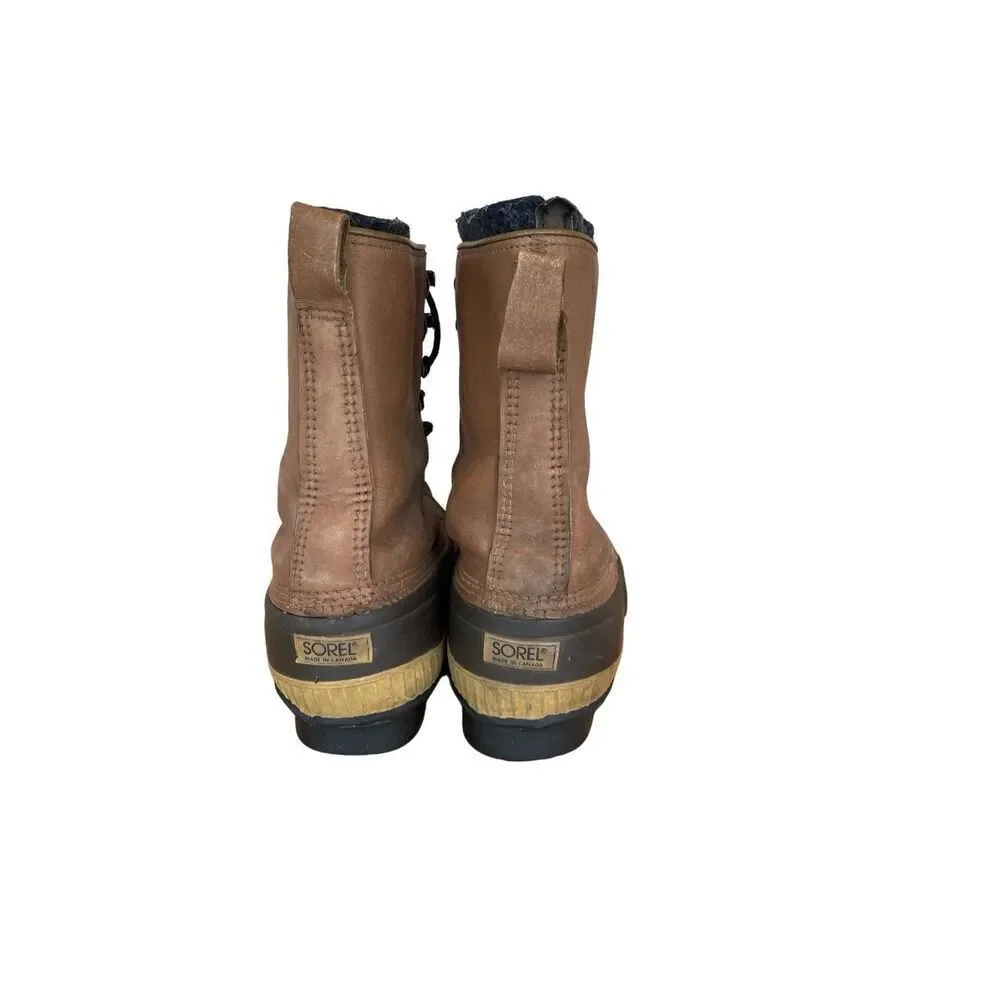 Sorel Mens Brown Tan Waterproof Leather Rubber Winter Snow Boots Size 67